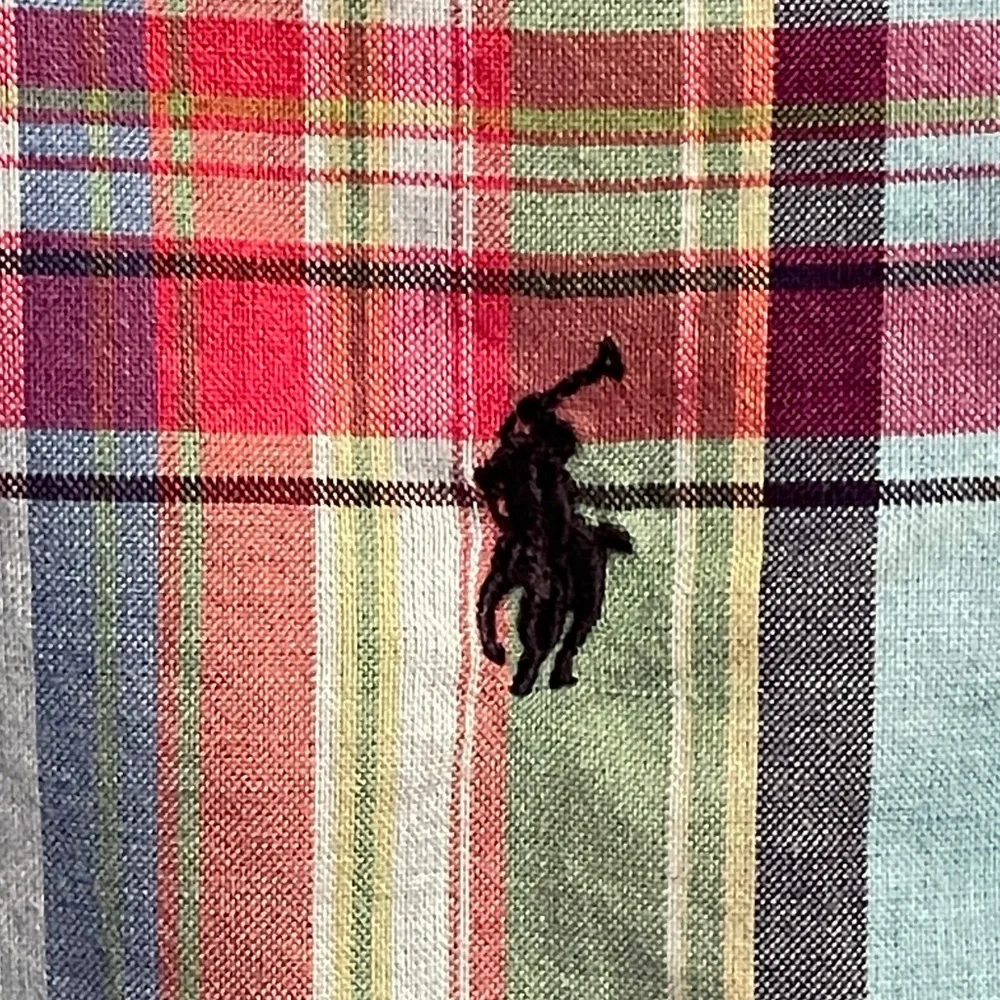Ralph Lauren Boys Size 5 Madras Plaid Shirt Cotton Button Down Pony Preppy